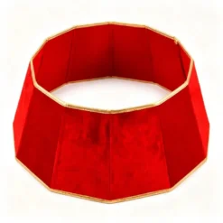 Red Velvet Christmas Tree Collar with Gold Trim