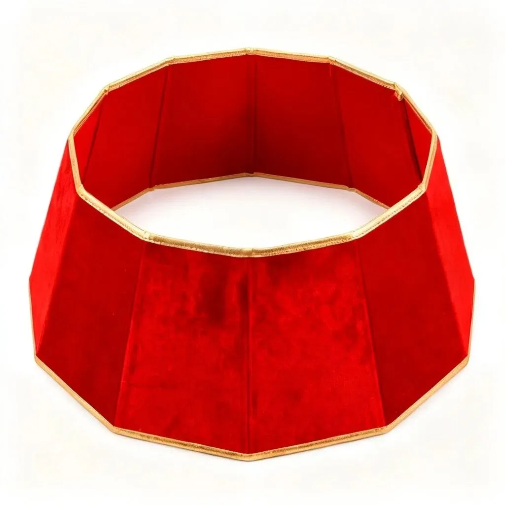 Red Velvet Christmas Tree Collar with Gold Trim
