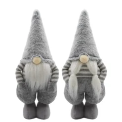 Gray and White Striped Christmas Gnome