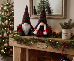 Nordic Christmas Gnome Couple Displayed on Fireplace Tabletop Decor