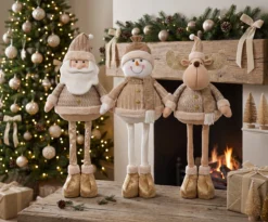 Wholesale standing Christmas plush figures holiday fireplace display
